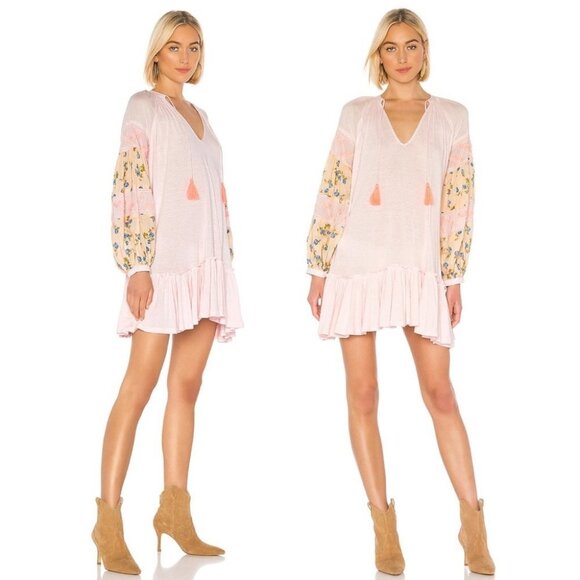 NWT Free People Mix It Up Pink Floral Tunic Revolve Size Large Dress NEW Boho - Picture 6 of 9